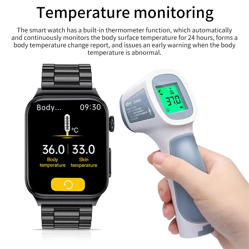 LIGE ECG PPG Smart Watch Men Blood Sugar Blood Pressure Watch Health Fitness Tracker Temperature Waterproof