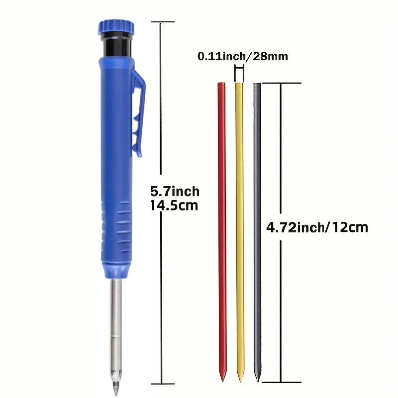 2.8mm Mechanical Carpenter Pencil Set, Needle Nose Tip Hole Marker with Built in Sharpener, Scribe Making Tools for Woodworking 5