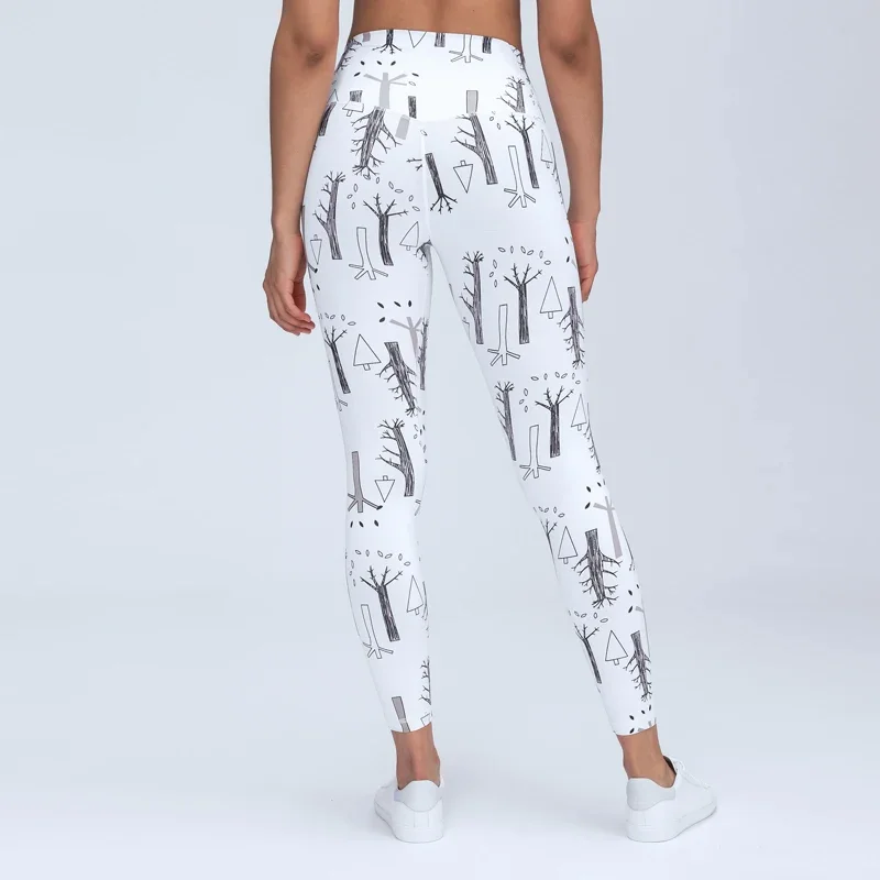 Nepoagym 25" Tree Flower Printed Leggings Slick Soft Fitness Running Gym Yoga Pants