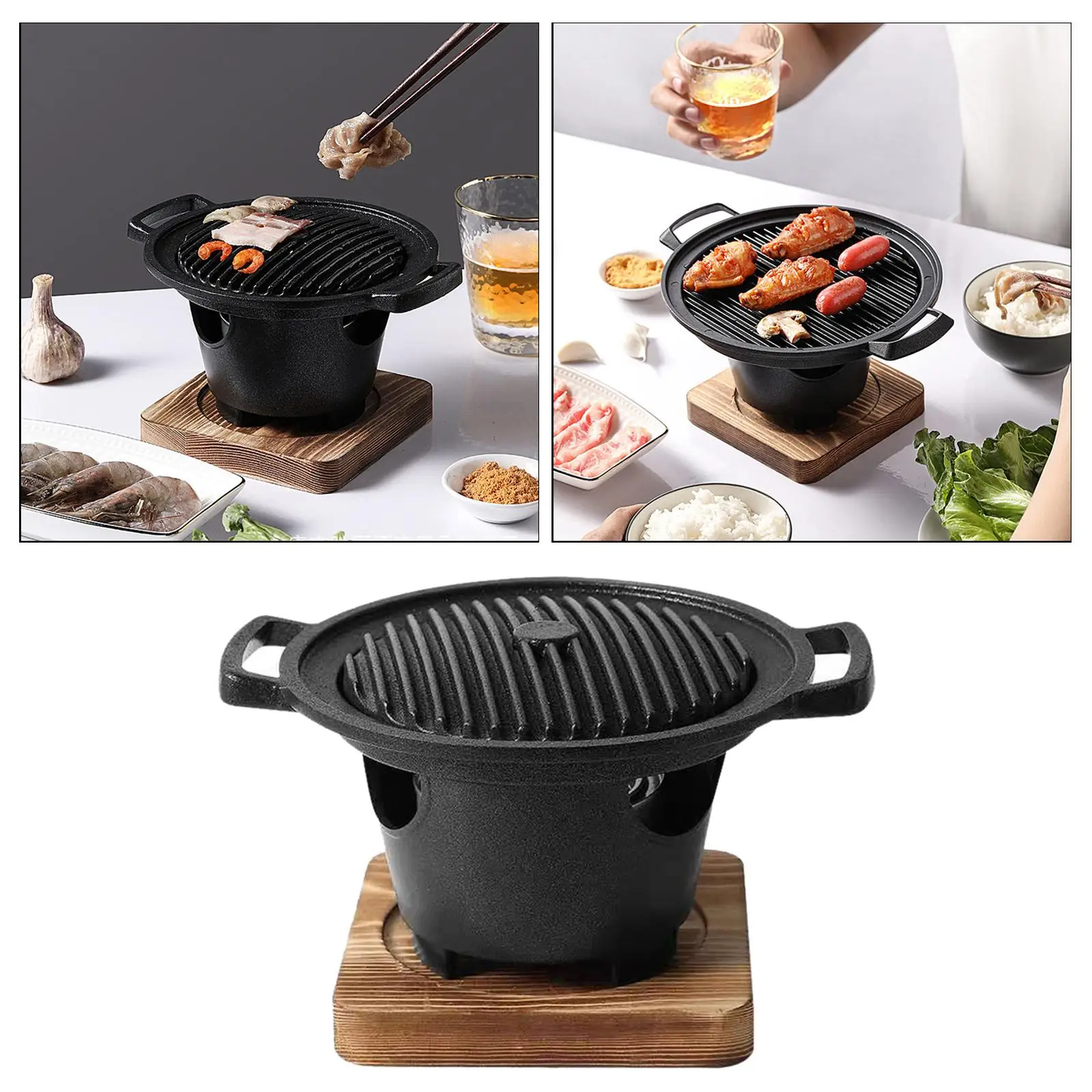 Grill Japanese Charcoal Hibachi Stove Grilling Korean Table Iron Cast  Barbecue Pan Indoor Plate Teppanyaki Serving Shichirin - AliExpress
