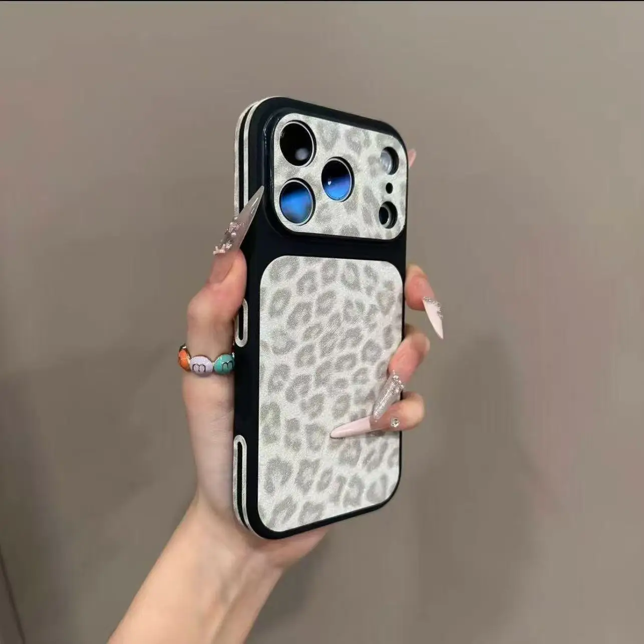 Luxury Leopard Print Shockproof Matte Phone Case with Camera Protection
