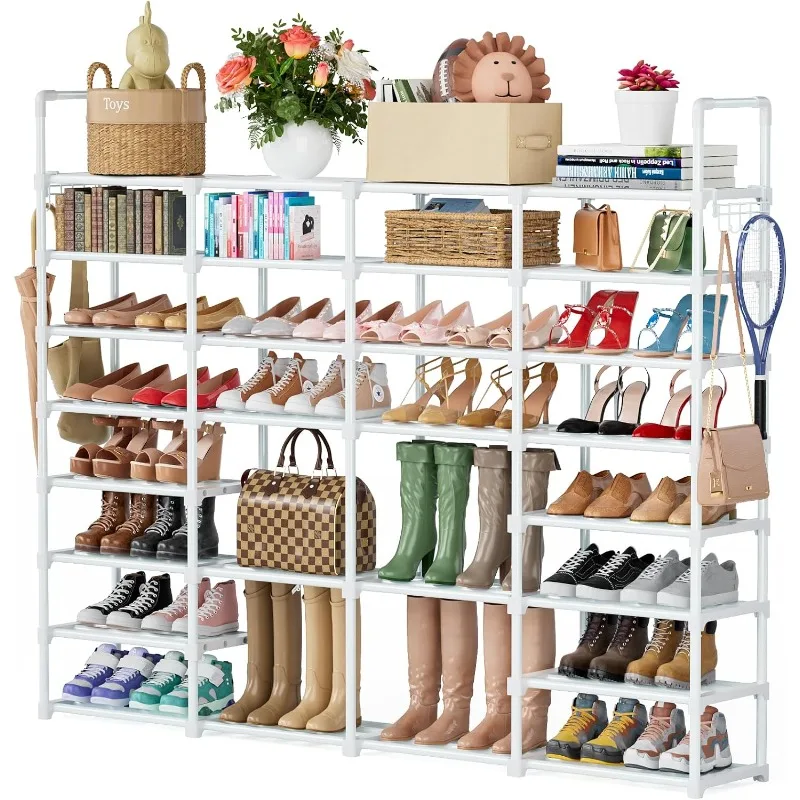8 Tier Large Shoe Rack, Tall Metal Shoe Organizer, Storage Rack for Entryways, Closets and Garages