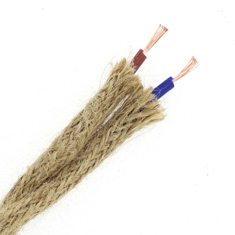 Cordon électrique Vintage 2m Avec Douille E27 - Fil Tissé 3 Cœurs, 10A/60W, Pour Décoration