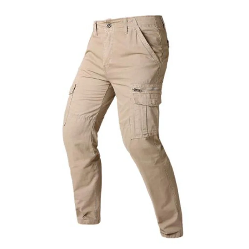 

Men's Spring Casual Trousers 100% Cotton Solid Color Cargo Pants Men Outdoor Trekking Traveling Multi-Pockets Work Pants