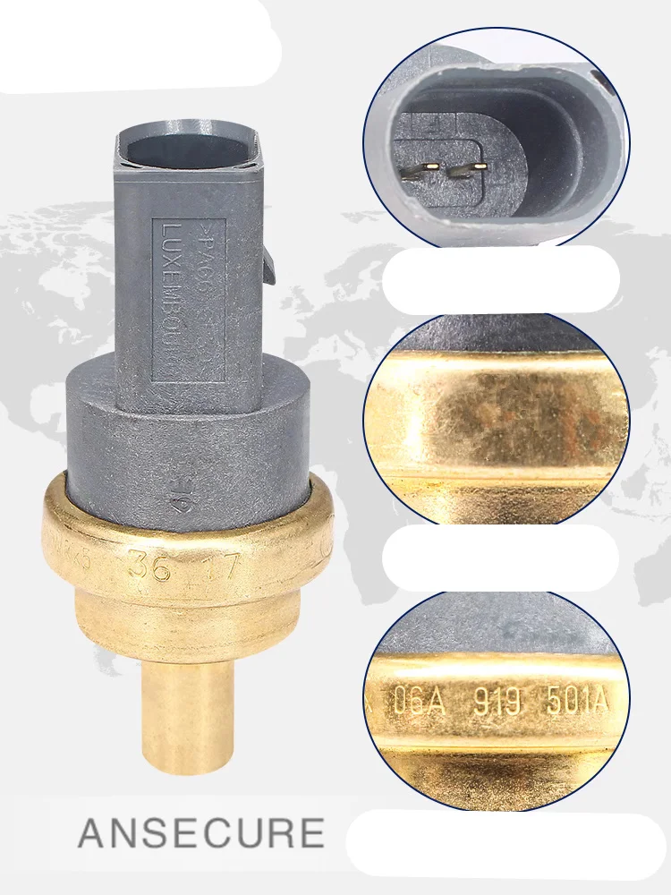 2-Pin Engine Coolant Water Temperature Sensor Original For Audi A1 A3 A4 B8 B9 A5 S5 A6 C6 C7 A8 D3 D4 Q2 Q3 Q5 Q7 TT 06A919501A