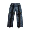 2024 New Blue Tassels Thug Club Tag Denim Zipper Slim Fit Straight PANT Jeans Cotton Denim Pants Casual Jeans Size 1 2 3 #N197 6