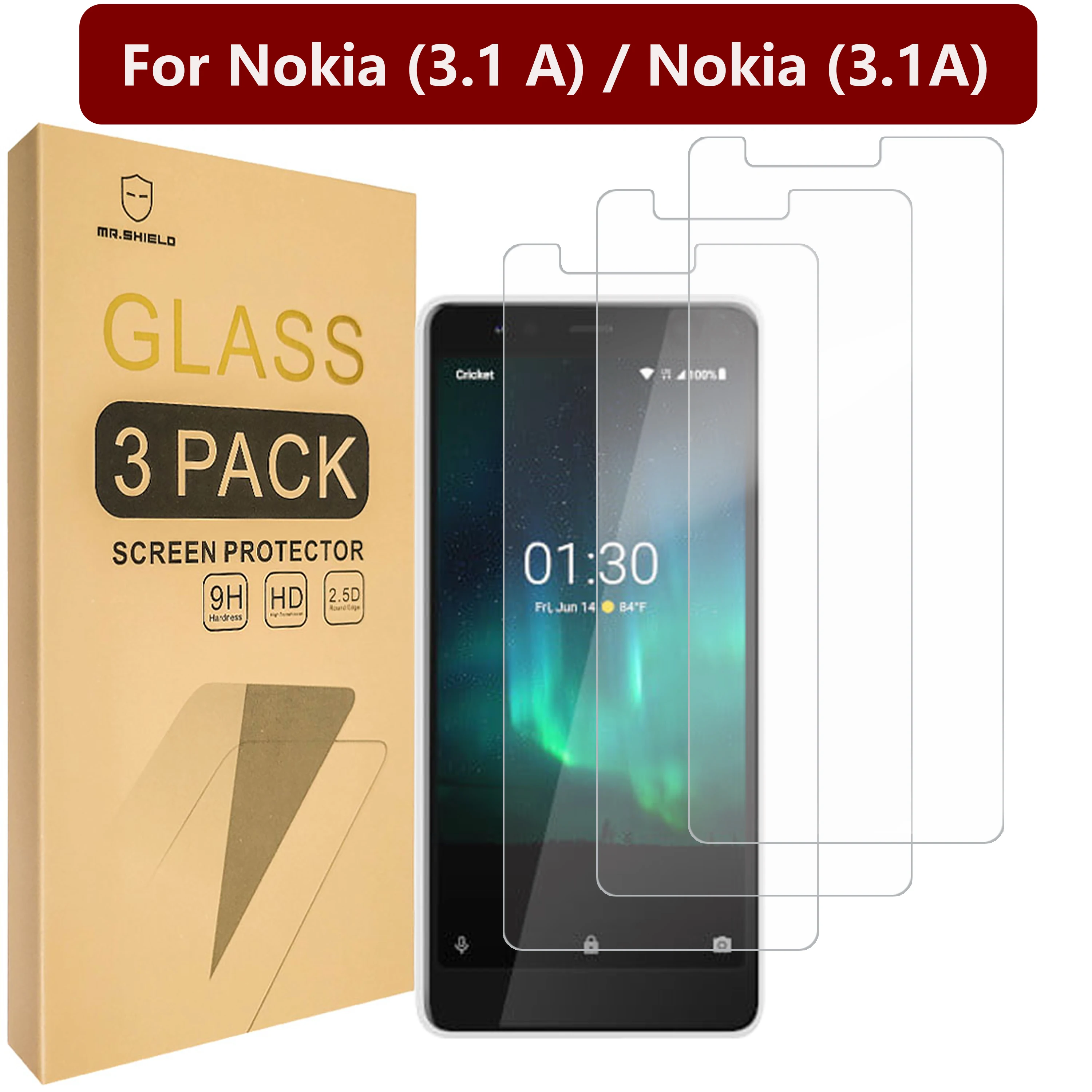 

Mr.Shield [3-PACK] Designed For Nokia (3.1 A) / Nokia (3.1A) [Tempered Glass] [Japan Glass With 9H Hardness] Screen Protector