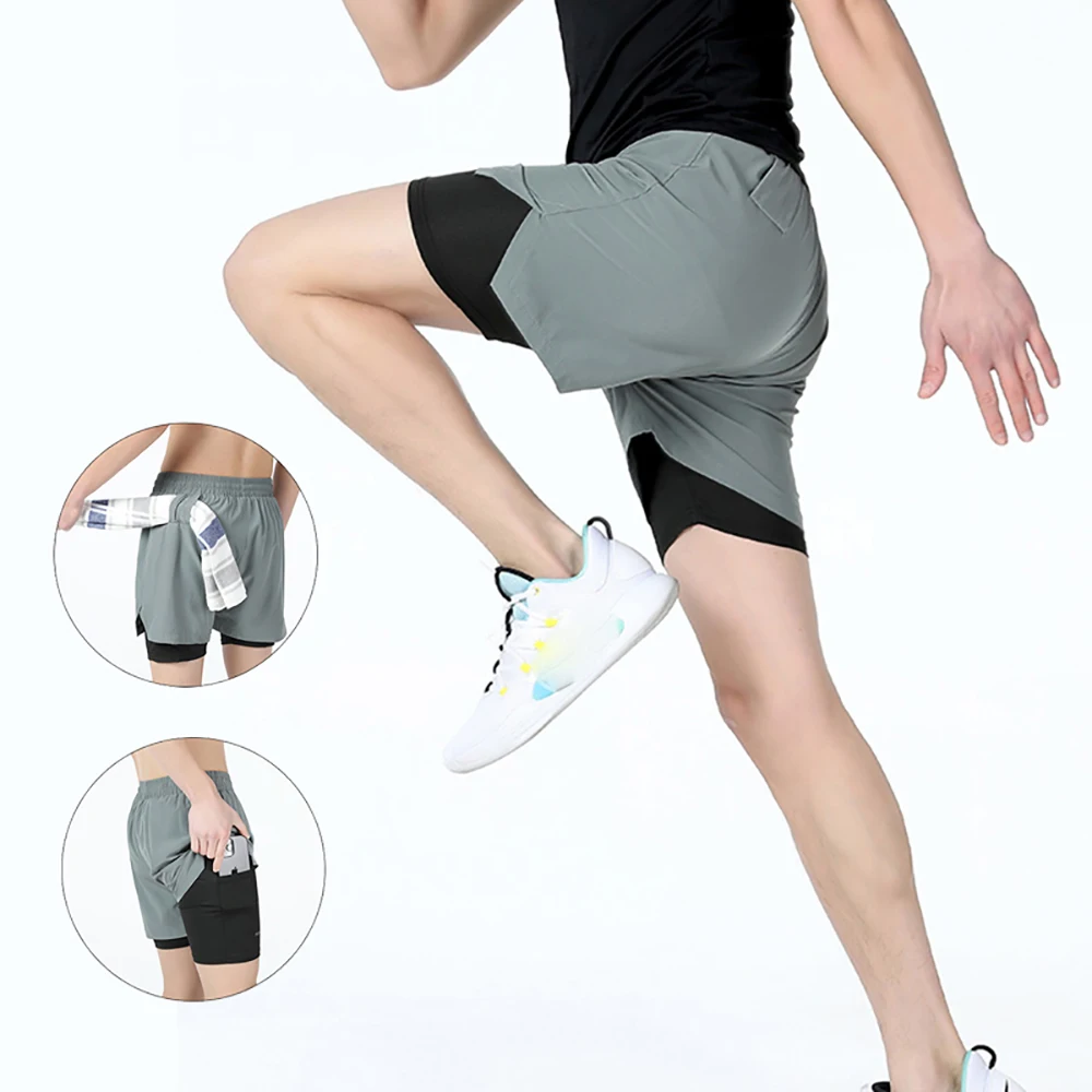 Men's Summer Quick Dry Sports Elastic Compression Shorts Man Running Gym Fitness Skinny Jogger Short Pants Sweatpants Male
