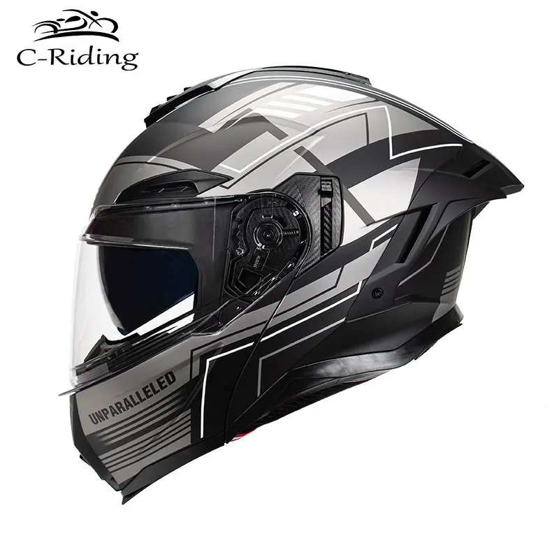 

Full Face Dual Visor Helmet Flip Up Double Lens Helmet Motocross DOT Approved Four Seasons Moto Cascos Motociclistas Capacete