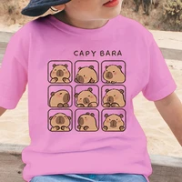 Children's Clothing Kawaii Cartoon Capybara Print Short Sleeve T-shirt Cute Capybara Lover Gift Animal Capybaras Harajuku Tshirt 2