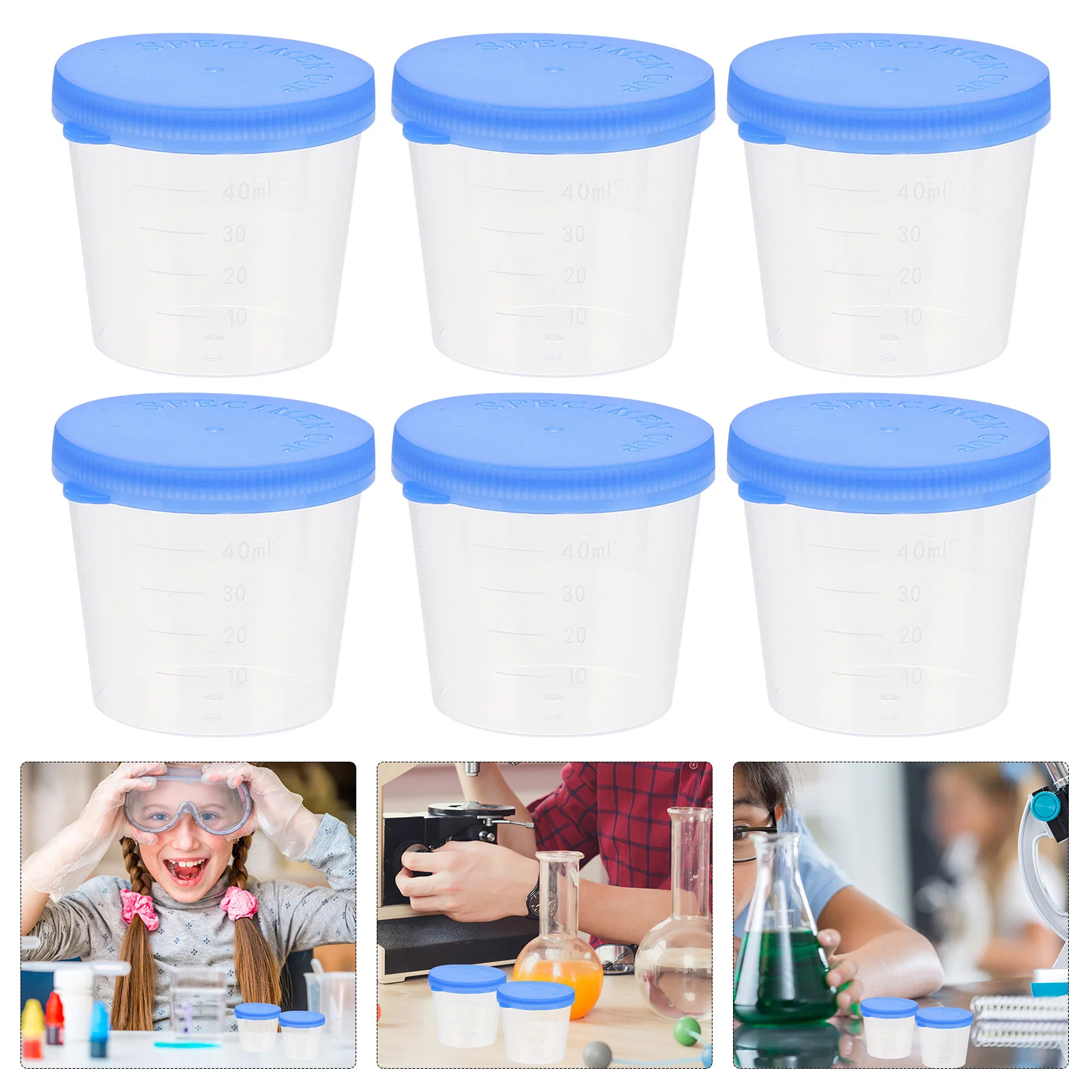 

50pcs Urine Sample Jars Plastic Specimen Cups Safe Seal Urine Containers 40ml