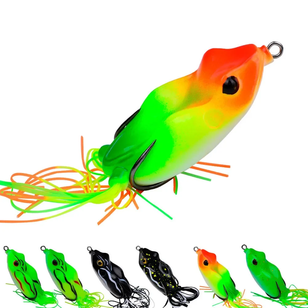 Topwater Frog Lures Bass Trout Fishing Lures Kit Set Realistico Prop Frog Soft Swimbait Esca Galleggiante Con Ganci Stinger 6.5Cm