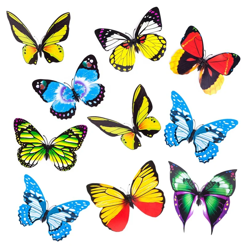 Hot Yo-Butterfly Wall Art, Wall Decor Sculpture Hanging Decor Per La Decorazione Del Giardino Del Patio Dell'Iarda Di Casa Colore Casuale 10 Pezzi