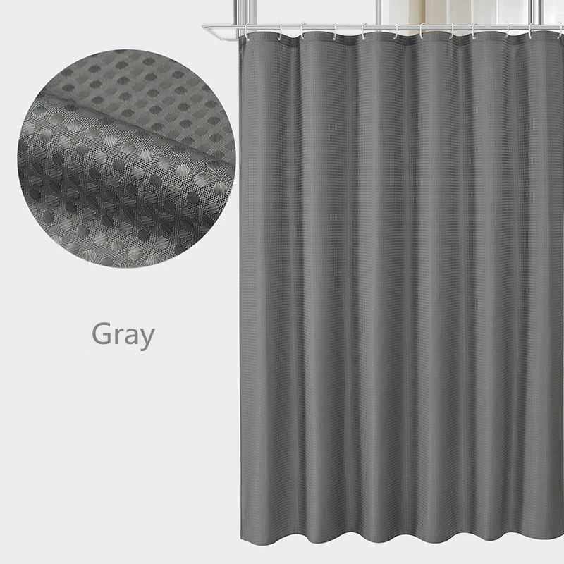 Plain Polyester Waffle Mildew-proof Shower Curtain Home Bathroom Partition Curtain Simple Waterproof Shower Curtain 5