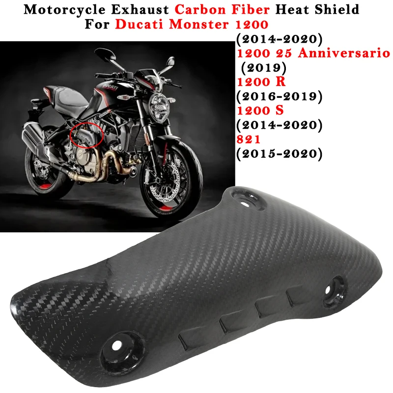 

Motorcycle Exhaust Escape Cover Carbon Fiber Anti-Scald Cap Heat Shield Guard proof Shell For DUCATI Monster 1200 821 2014- 2020