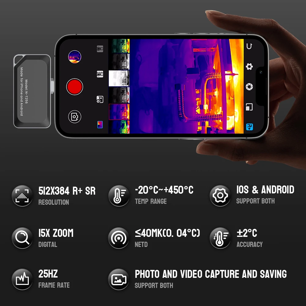 Thermal Camera with USB-C iOS & Android Device, 320x240 Super Resolution, 160x12