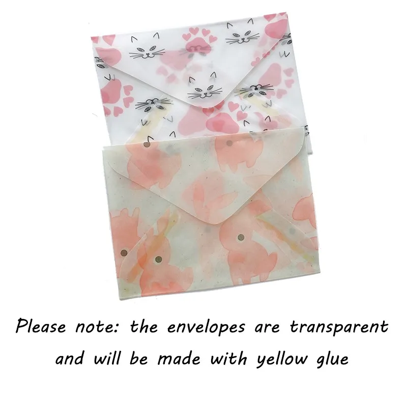 Sulfuric acid paper handmade envelope animal series Card Wedding Letter Invitation Scrapbooking Gift 3pcs/pack