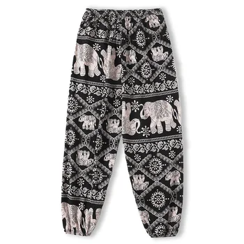 سراويل فانوس غير رسمية للنساء ، على الطراز الاستوائي ، بطباعة فيل ، للربيع والصيف 2