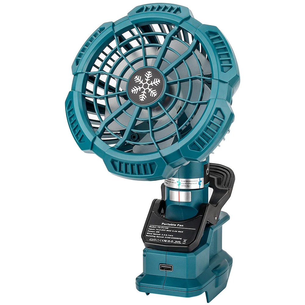 Tragbarer Clip-on-Ventilator für 18-V-Lithiumbatterien von Makita, batteriebetriebener Kinderwagen-Ventilator mit 3 energieeffizienten Geschwindigkeiten für den Außenbereich