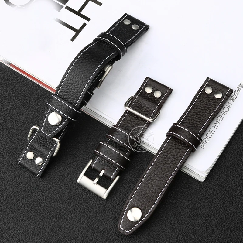 Cinturino In Vera Pelle Per Orologio Da Campo Hamilton Khaki H760250 Cinturino Cinturino 22Mm Fibbia A Bottone