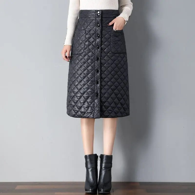 

Autumn and winter 2022 new large hem down cotton skirt for women new high waist large a-line mid length skirt