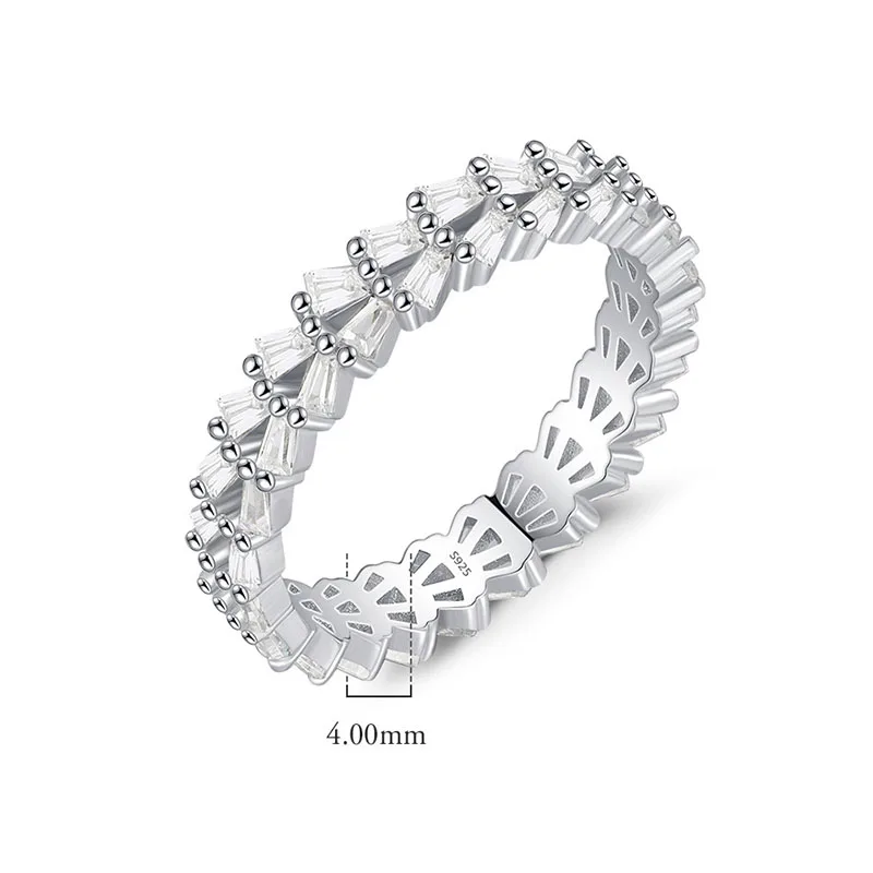 100% 925 Sterling Silver Zircon Geometric Ring for Woman Girl Simple Fashion Hollow Out Design Jewelry Party Gift Dropshipping