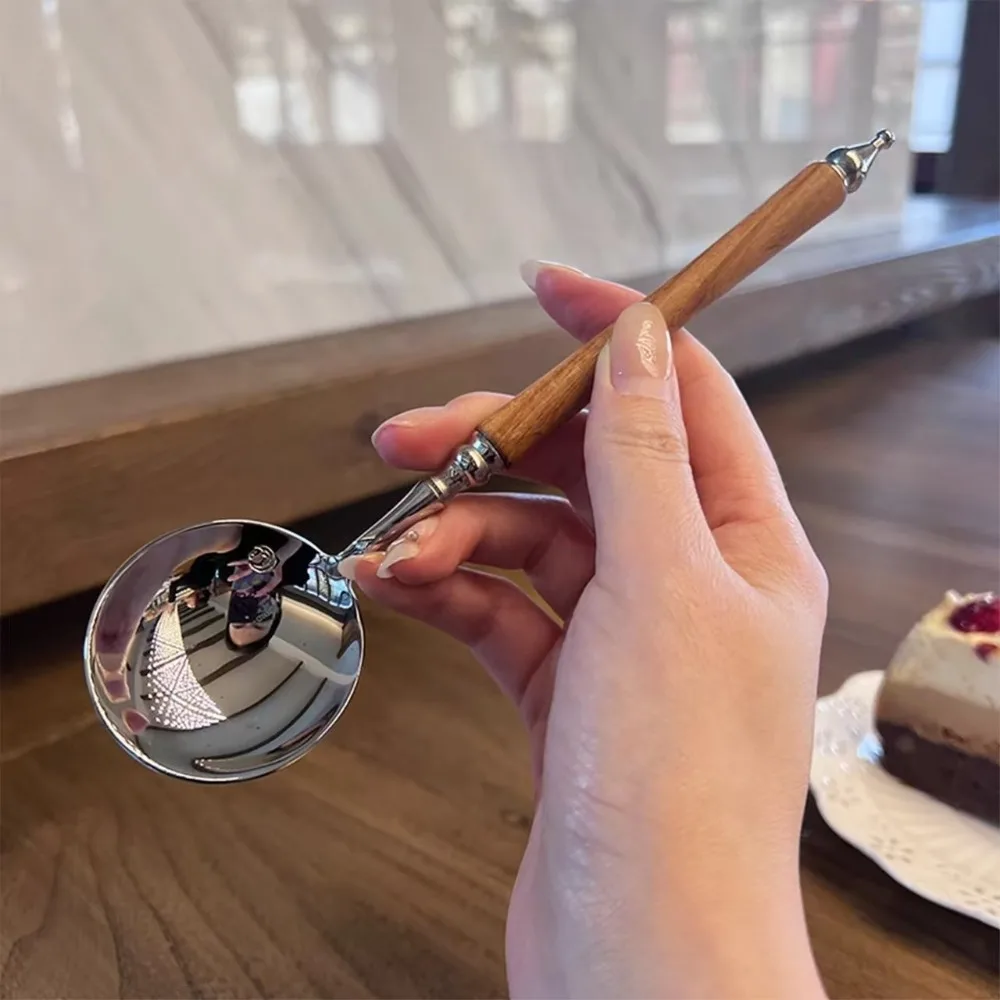 Roestvrijstalen Lepel Servies Met Lange Steel Dikker Roerijs Retro Maaltijdlepel Voor Het Serveren Van Soep En Dessert Dinerservies_voghion.com