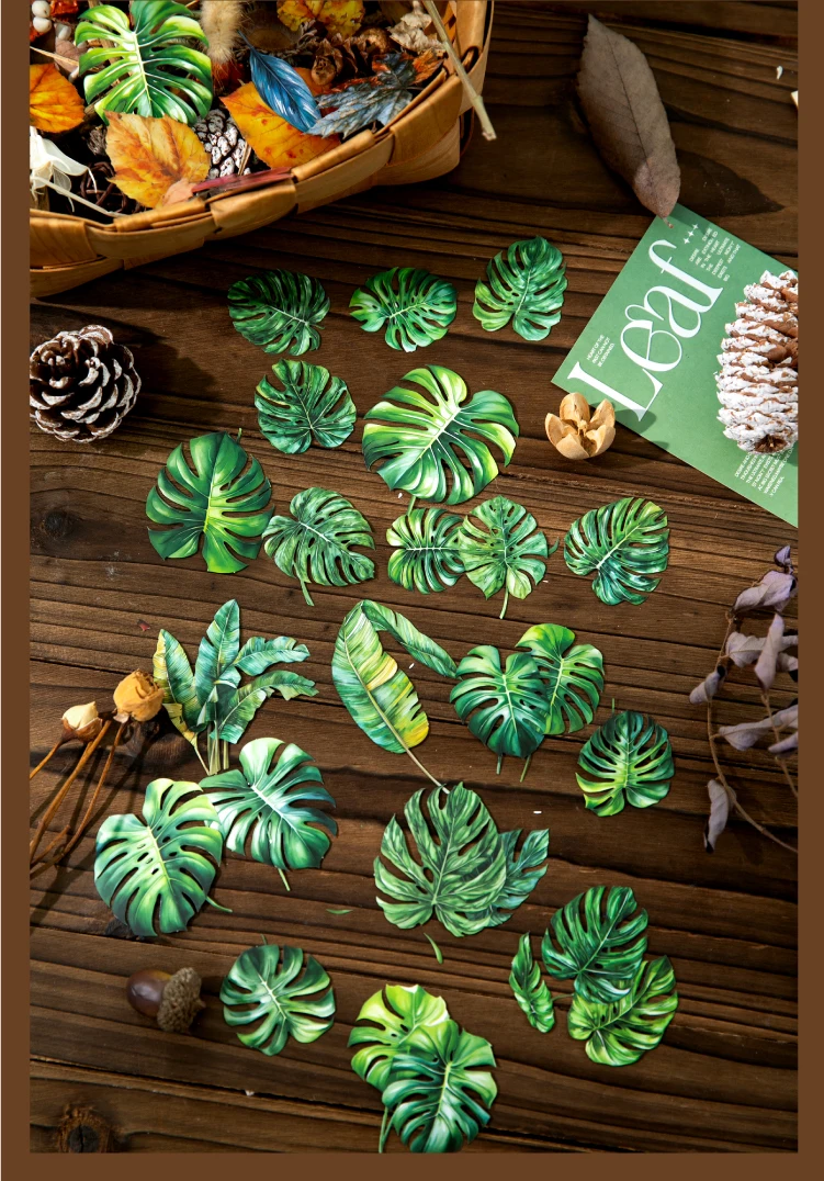 20 Stück große, nicht repetitive Retro-Aufkleber mit fallenden Ahornblättern, kreatives Handbuch, Sammelalbum, DIY-Material, Schreibwarenaufkleber – Detail 8