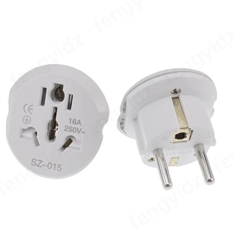 EU Plug Adapter 16A 250V Travel Adapter Converter 2 Round Socket Universal AU US UK CN To EU KR Wall Socket