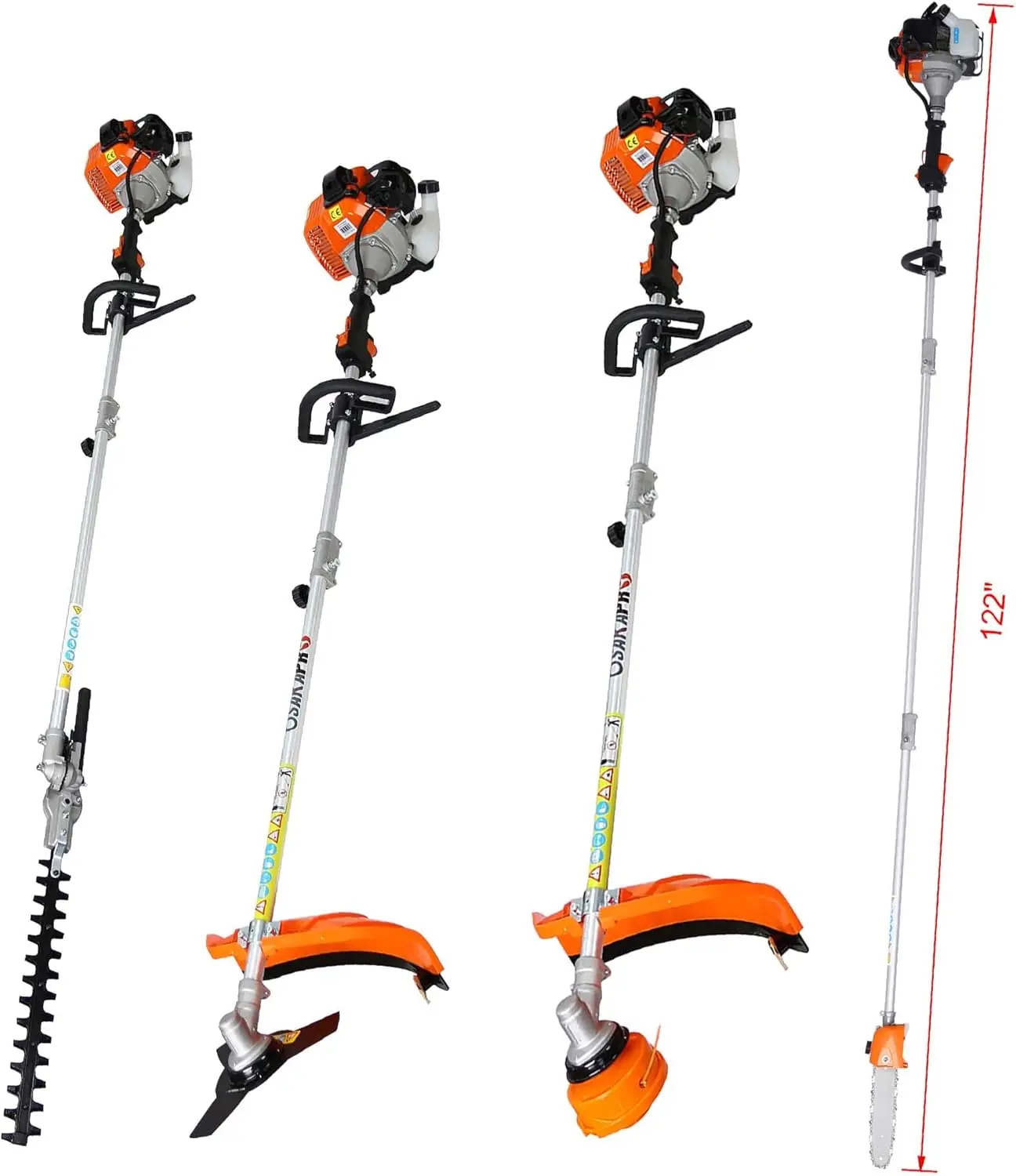 5 In 1 Multi-Functional Trimming Tool With Rotatable Gas Pole Saw Grass Trimmer, Hedge Trimmer Gas, Brush Cutter, Weed Eater 6
