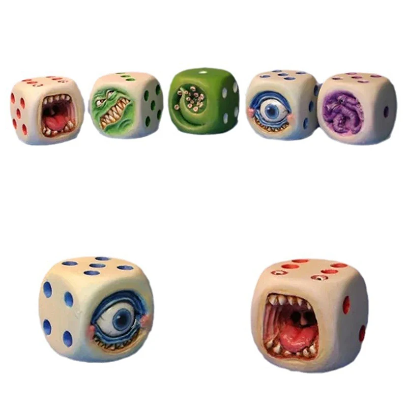 Funy Monster Face Resin Dice Set Halloween Tabletop Game Props Table Games Role