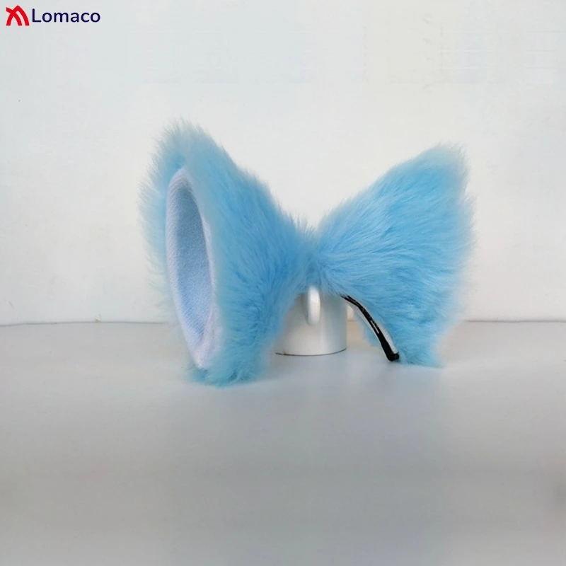Women Girls Lolita Plush Cat Ear Hairpins Anime Cosplay Long Faux Fur Fox Ears Hair Clips Party Accessories Props