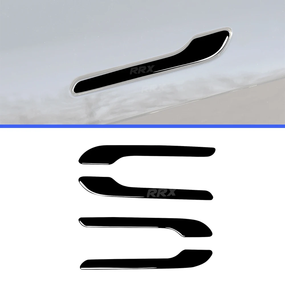 Car Exterior Door Grab Handle Decal Decoration Cover Trim ABS Black For Tesla Model Y -/ Model 3-Accessories