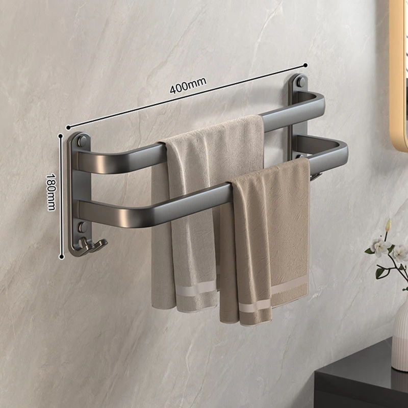 50cm Bathroom Towel Holder Wall Mounted Towel Rack Space Aluminum Shower Room Holder Towel Bar Hanger Bathroom Accessories images - 6