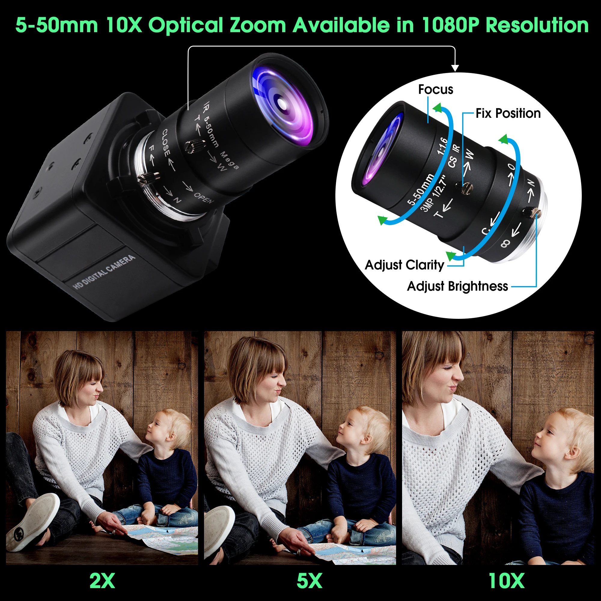 ELP-16MP 웹캠 4656x3496 울트라 HD 웹 카메라, IMX298 UVC 10 배 줌 미니 USB 카메라, 산업 검사, 사진, 보안용