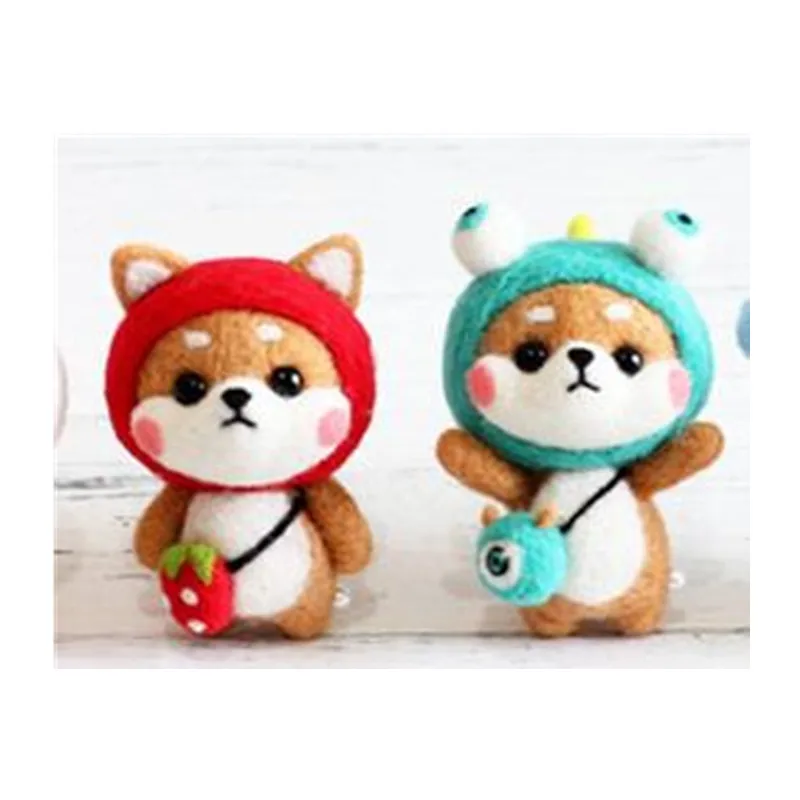 Cartoon Akita Dog Wool Needlepoint Kit  Wool Felt Needle Felting Pendant Craft Needlecraft Diy Handmade