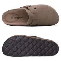 Crestar Sabots en daim pour femmes, Mules en cuir à boucle, confortables, semelle en liège, chaussures de pommes de terre avec soutien de la voûte plantaire, sandale de plage 2
