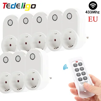 15A Smart Home Plug Wireless Socket Remote Control EU FR 433MHz Wall Electric Outlet Accessories Programmer Switch AC 220V LED
