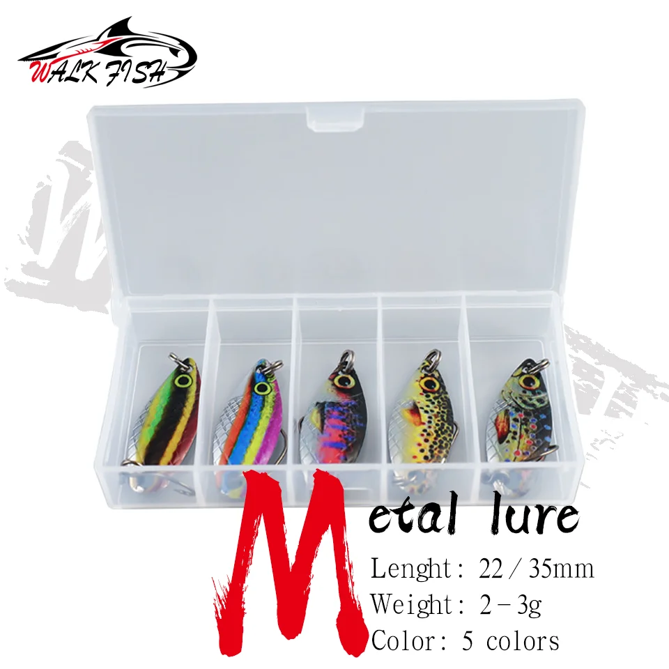 Walk Fish 5Pcs 2G 3G Metal Spinner Lure Ultralight Metal Bait Trota Luccio Bass Lake Spinning Hard Bait Fishing Carp Fishing Pesca