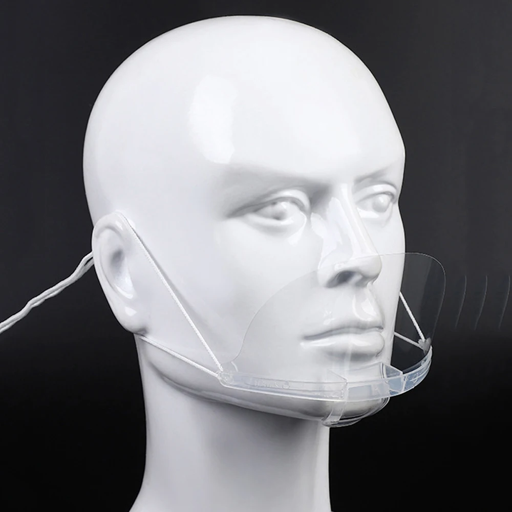 10Pcs Chef Reusable Transparent Anti-fog Mask Shield Cover Restaurant School Plastic Anti-saliva Mouth Shield Mouth Mask Cover