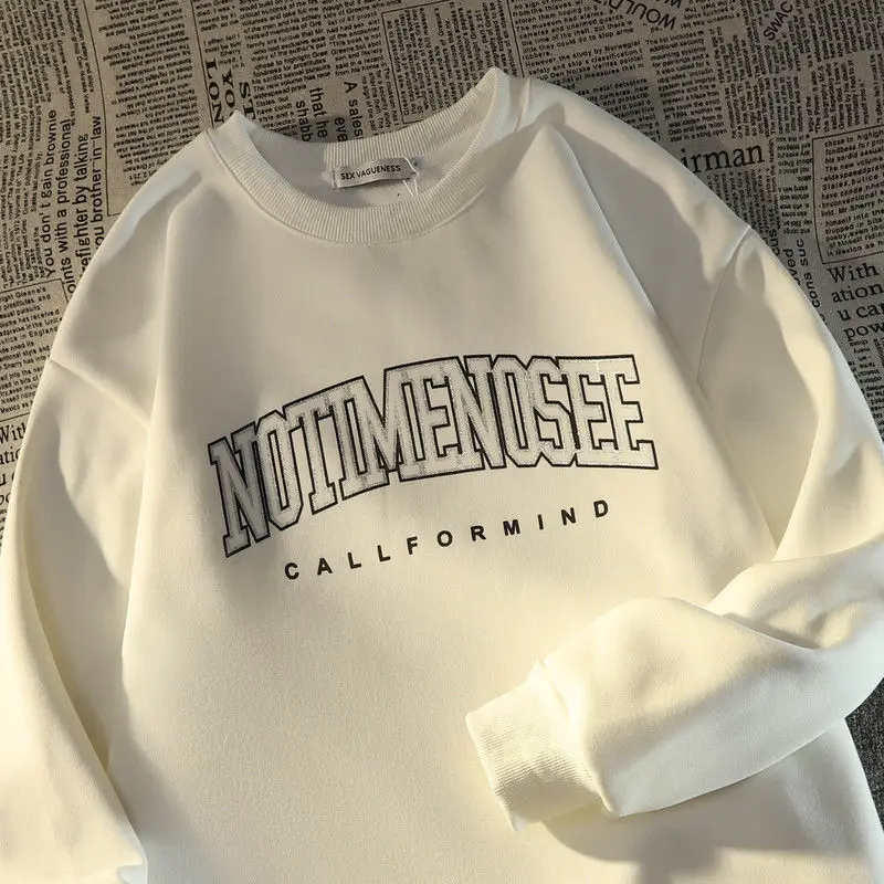 

American Street Retro Trendy Letter Printing Round Neck Sweater Couple Loose Spring and Autumn Men and Women Casual Long Sleeve