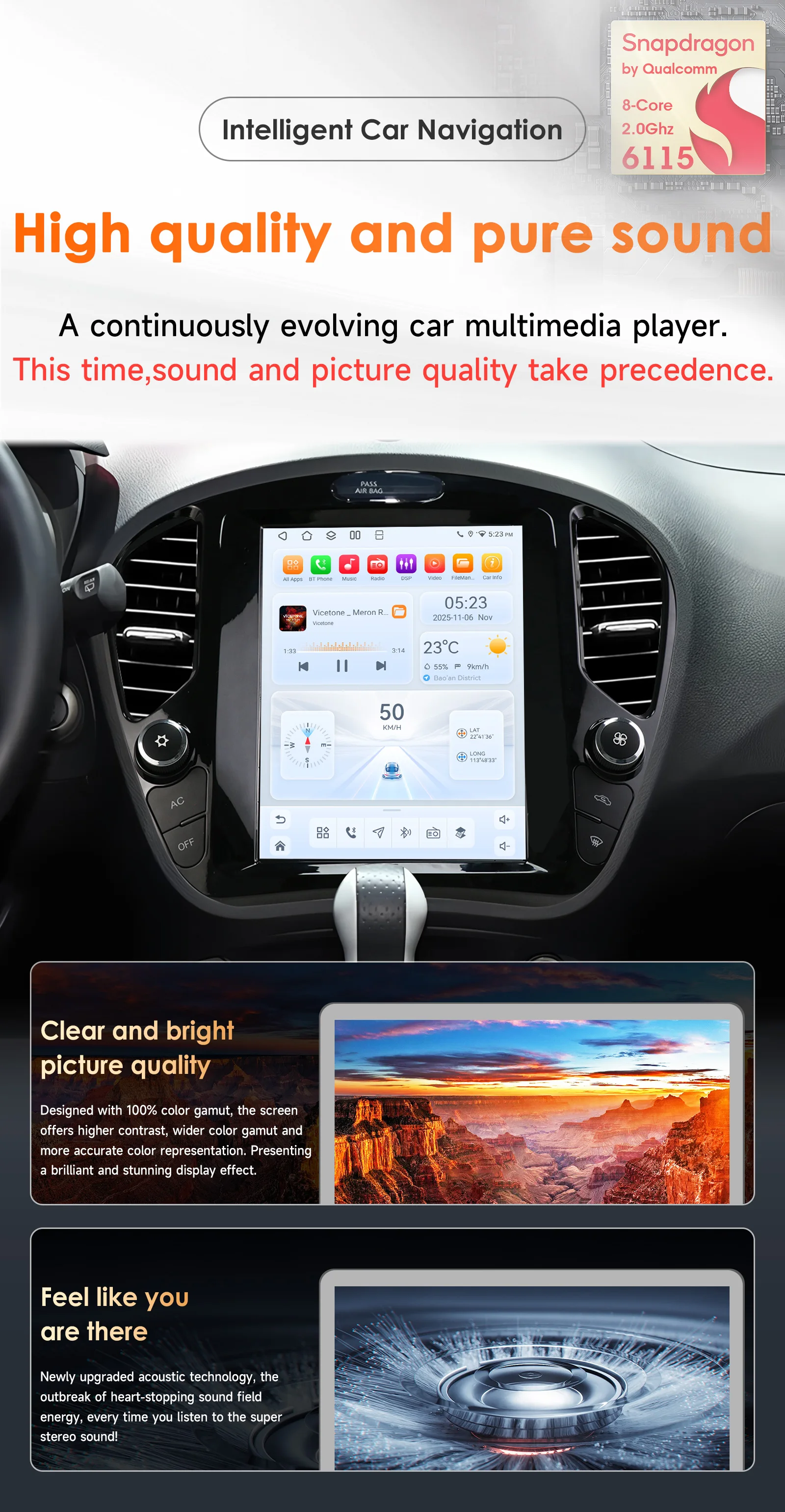 9,7-Zoll-2DIN-Carplay-Android-14-Autoradio für NISSAN Juke 2011-2018 Infiniti ESQ 2014-2019 Multimedia-Player 6115 8-Kern-GPS-Bildschirm – Detail 2