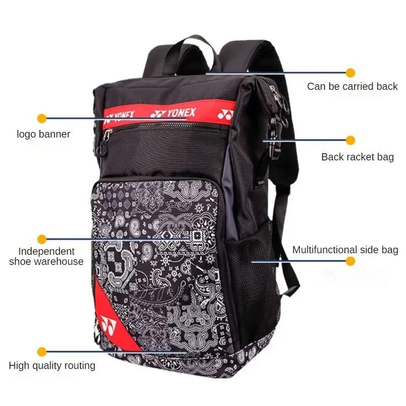 YONEX 2023 Professional Badminton Backpack With Independent Shoes Compartment Sport Bag For Women Men Holds Up to 3 Rackets 2
