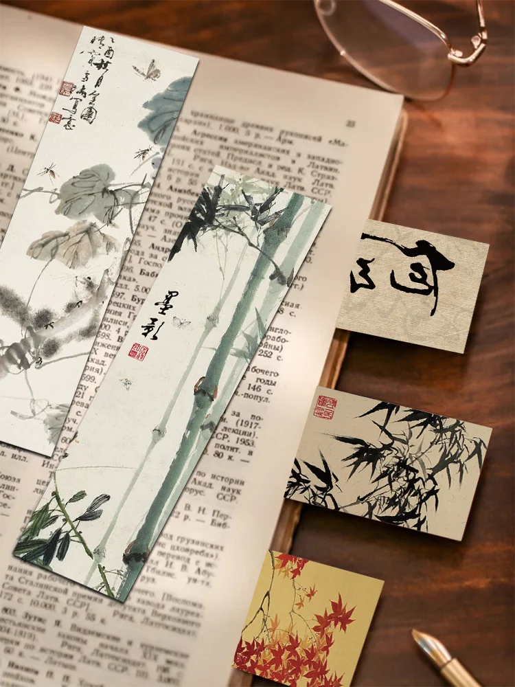 30-Piece Set of Classical Chinese Ink Painting Bookmarks