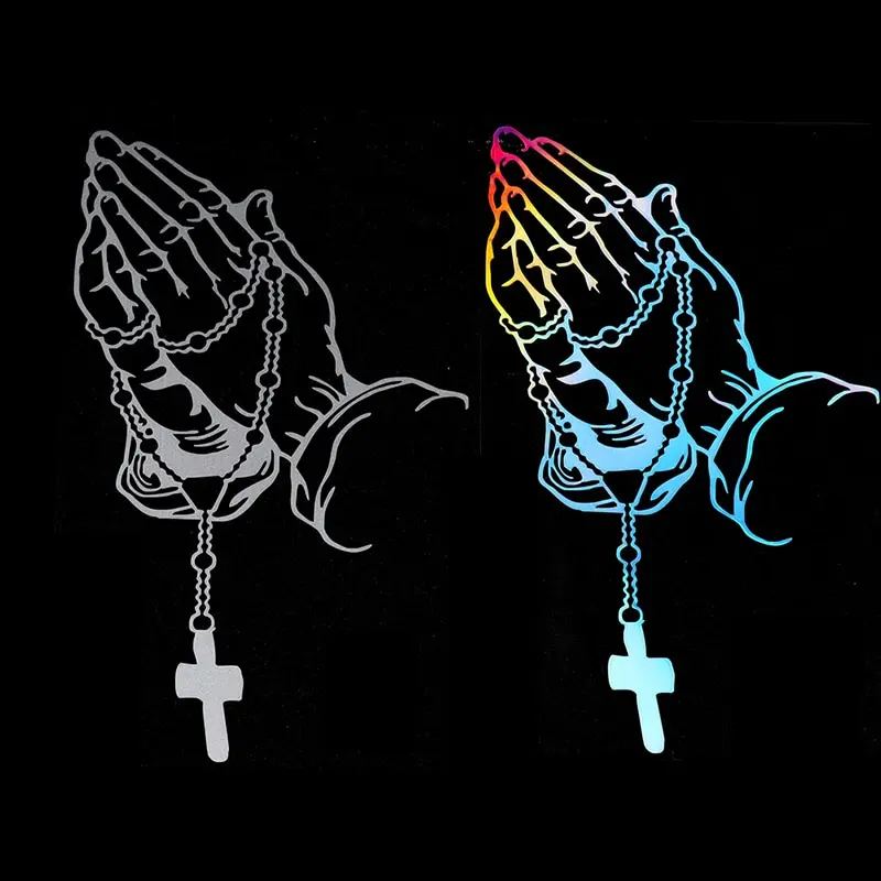 3 style God Jesus Christ Crown Car Sticker PVC Vinyl Truck Window Bumper Decal High Quality Pearl Rosary 12*19.5CM