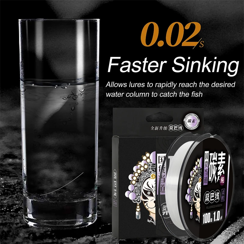 Ligne fluorocarbone pêche leader 50m 100m haute résistance 2 à 84lb pour carnassiers truite