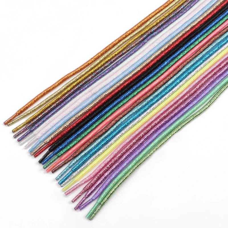 Vibrant Glitter Round Shoelaces for Trendy Sneakers and Leather Shoes