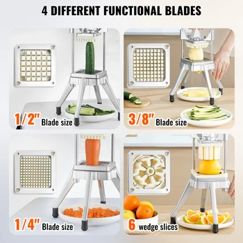 Alternative view of SucceBuy Commercial Vegetable Fruit Dicer Cutter Potato Slicer Chopper 4 Blades & Tray Manual Cutting Machine home appliance