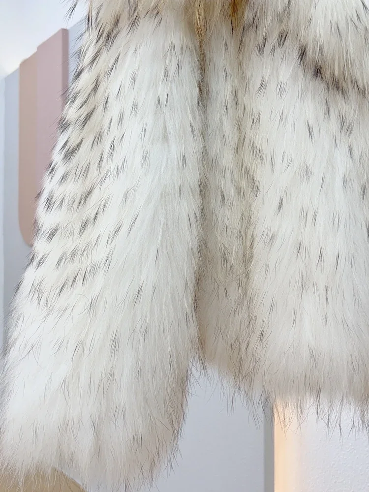 Big Lapel Fur of Raccoon Coat Female Young Winter Knitted Thick Warm Jacket for Women 2023 Fashion Casual Slim Women's Clothes