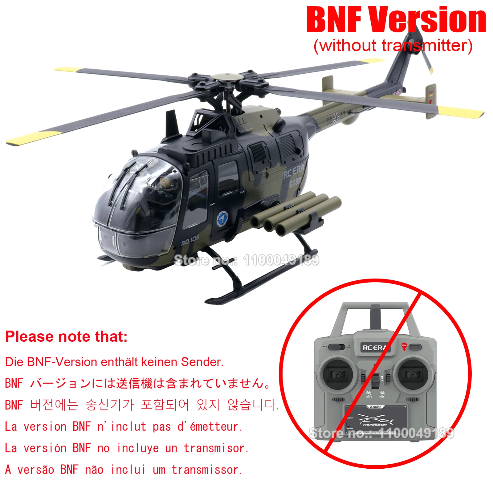 RC ERA C180 BO105 Direct-drive Brushless RC Helicopter with TOF Altitude Hold Optical Flow Remote Control Hobby Toy for Adult - 6